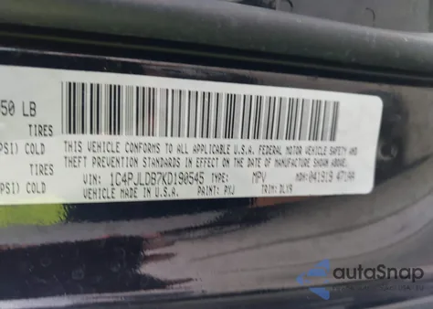 2019 Jeep Cherokee Limited Fwd из США, поврежденный, VIN 1C4PJLDB7KD190545